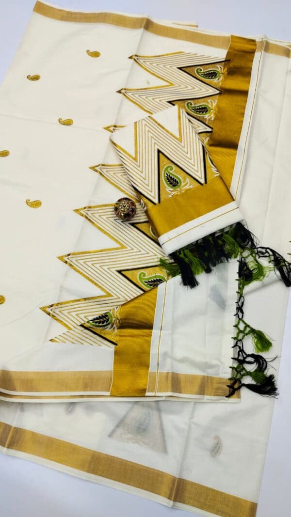 Kerala Cotton Embroidery Sarees | Traditional & Elegant Collection