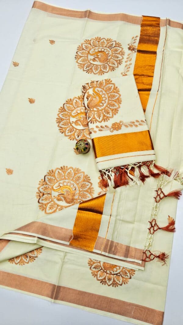 Kerala Cotton Embroidery Sarees | Traditional & Elegant Collection