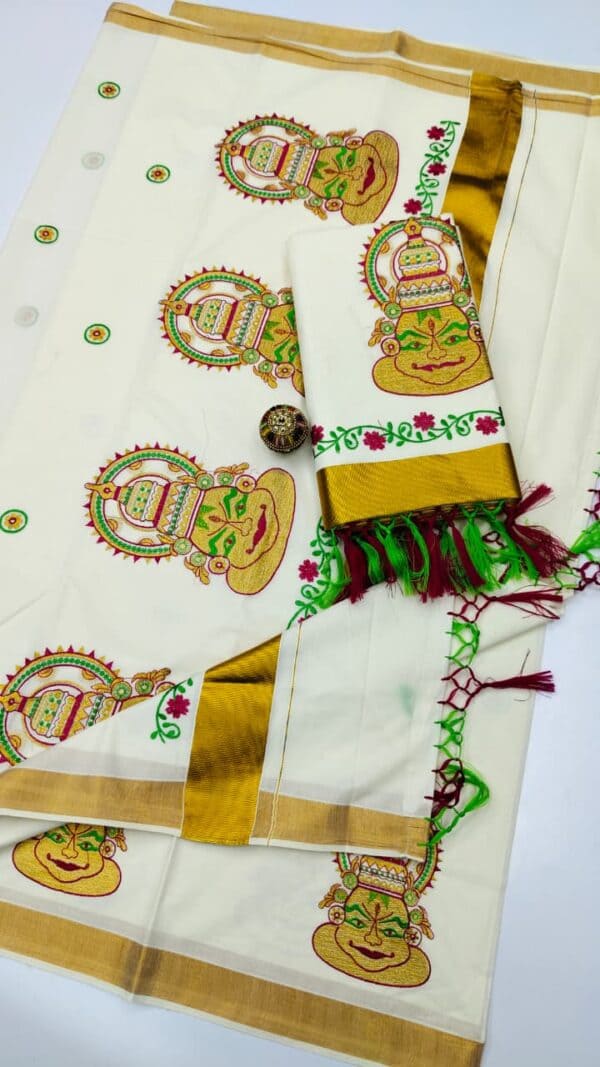 Kerala Cotton Embroidery Sarees | Traditional & Elegant Collection