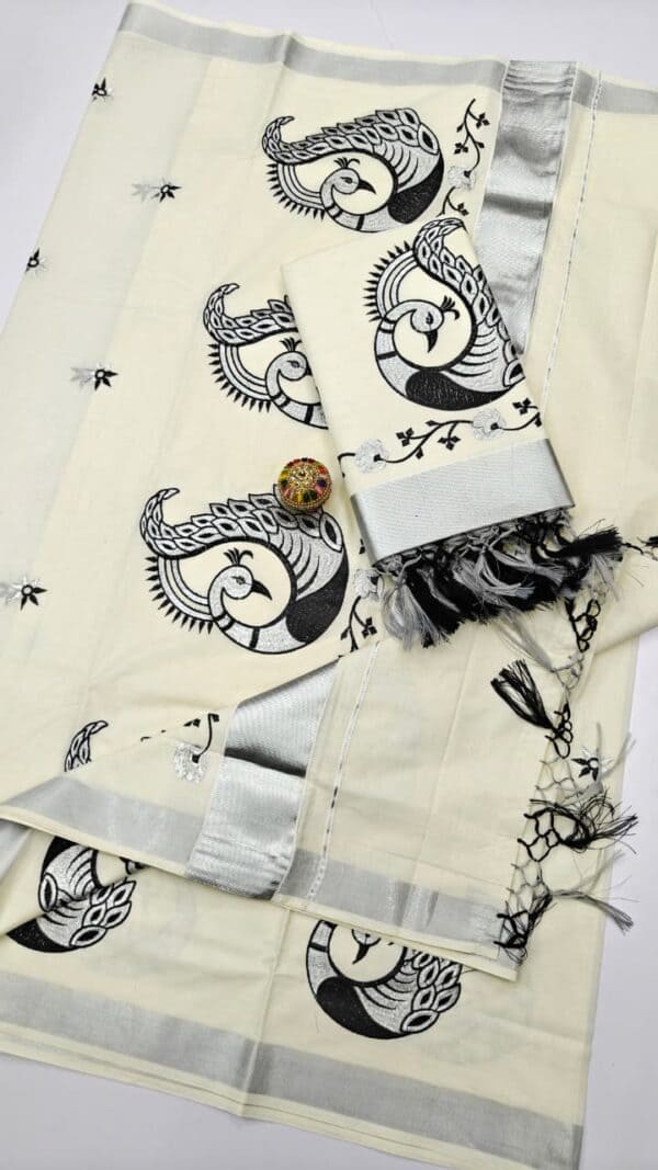 Kerala Cotton Embroidery Sarees | Traditional & Elegant Collection