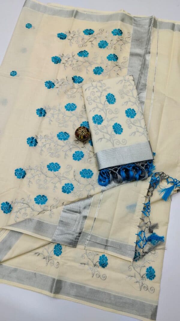 Kerala Cotton Embroidery Sarees | Traditional & Elegant Collection