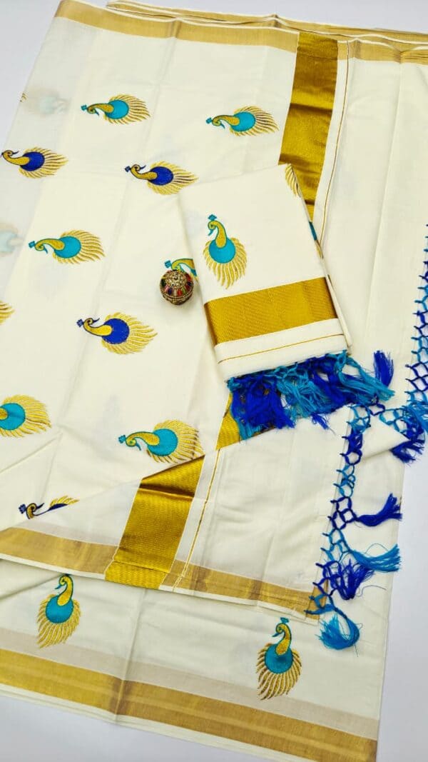 Kerala Cotton Embroidery Sarees | Traditional & Elegant Collection