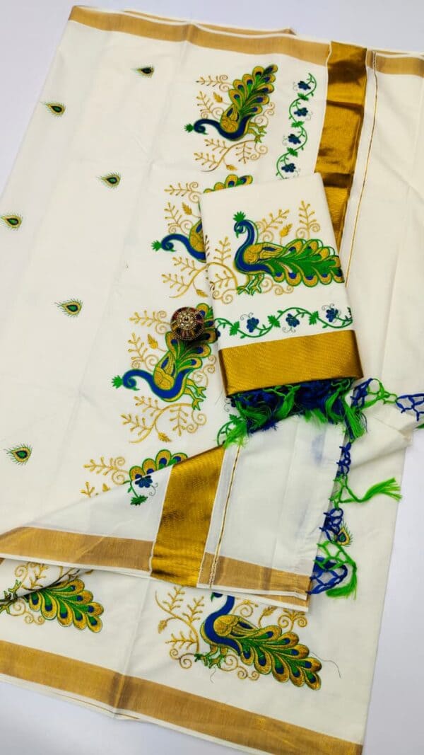 Kerala Cotton Embroidery Sarees | Traditional & Elegant Collection