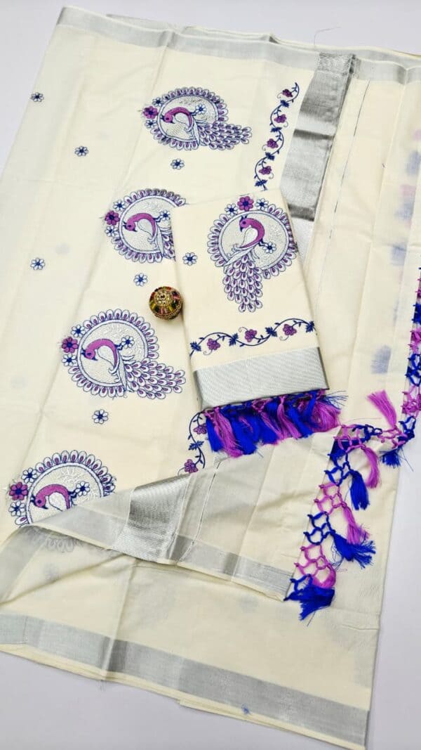 Kerala Cotton Embroidery Sarees | Traditional & Elegant Collection