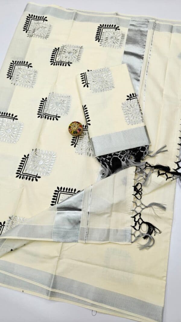 Kerala Cotton Embroidery Sarees | Traditional & Elegant Collection