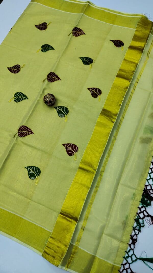 Kerala Special Tissue Embroidery Saree | Elegant Traditional Collection