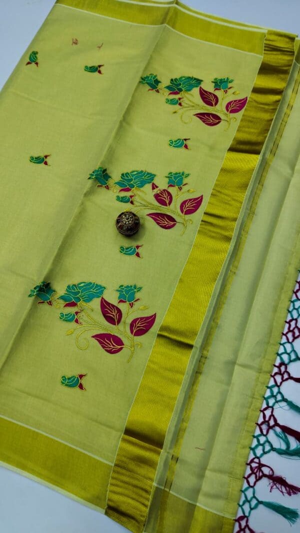 Kerala Special Tissue Embroidery Saree | Elegant Traditional Collection