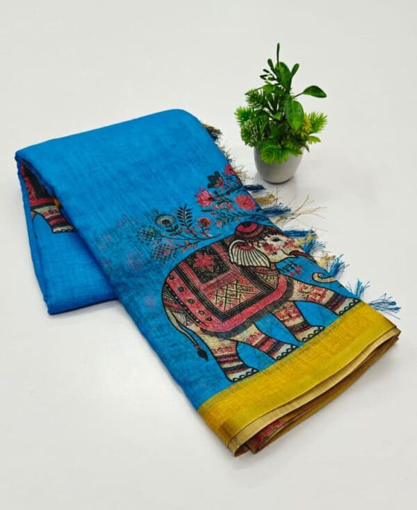 Pure Linen Cotton Sarees | Lightweight & Comfortable Office Wear