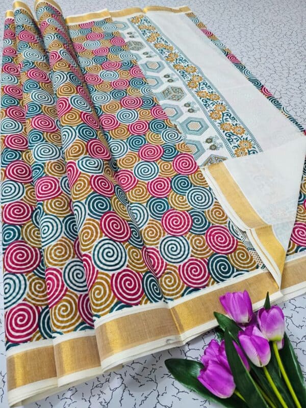 Kerala Cotton Printed Sarees | Beautiful Traditional Printed Work
