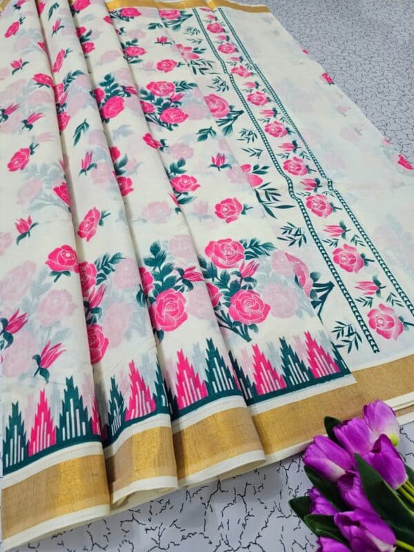 Kerala Cotton Printed Sarees | Beautiful Traditional Printed Work