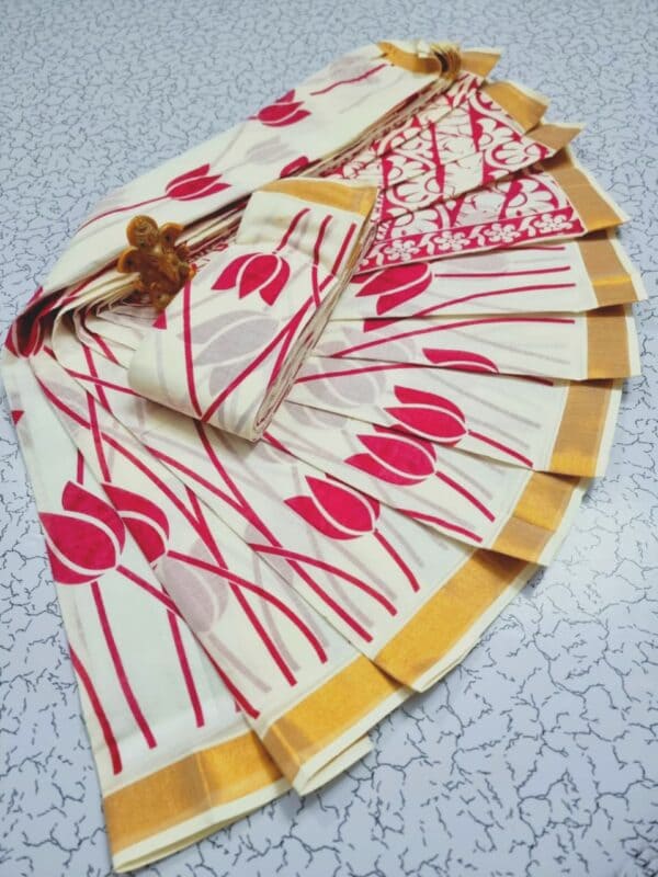 Kerala Cotton Printed Sarees | Beautiful Traditional Printed Work