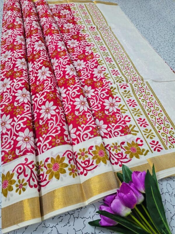 Kerala Cotton Printed Sarees | Beautiful Traditional Printed Work