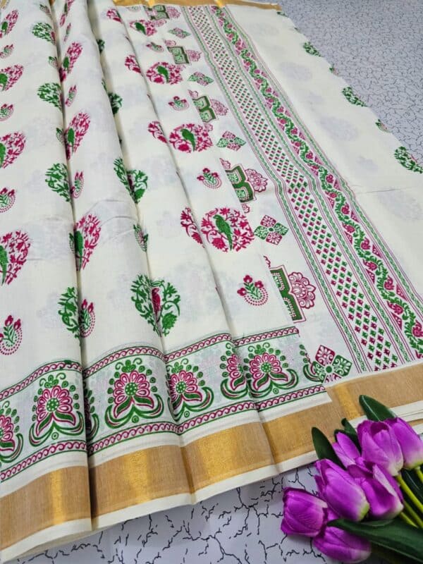 Kerala Cotton Printed Sarees | Beautiful Traditional Printed Work