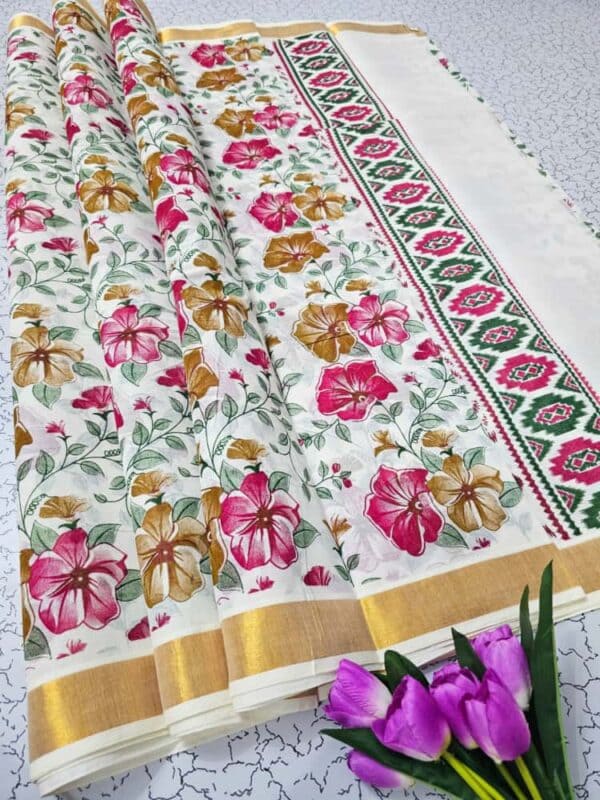 Kerala Cotton Printed Sarees | Beautiful Traditional Printed Work