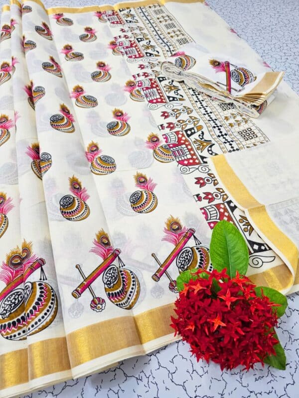 Kerala Cotton Printed Sarees | Beautiful Traditional Printed Work