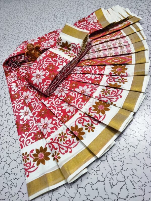Kerala Cotton Printed Sarees | Beautiful Traditional Printed Work