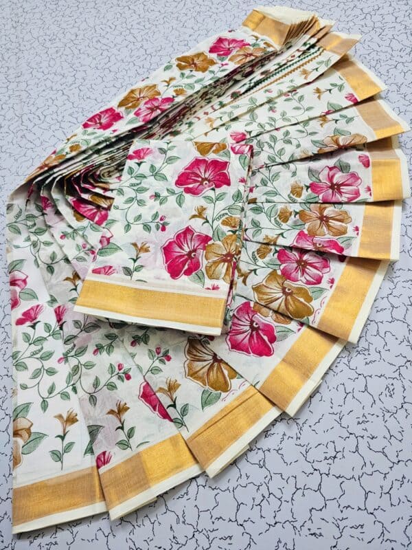 Kerala Cotton Printed Sarees | Beautiful Traditional Printed Work