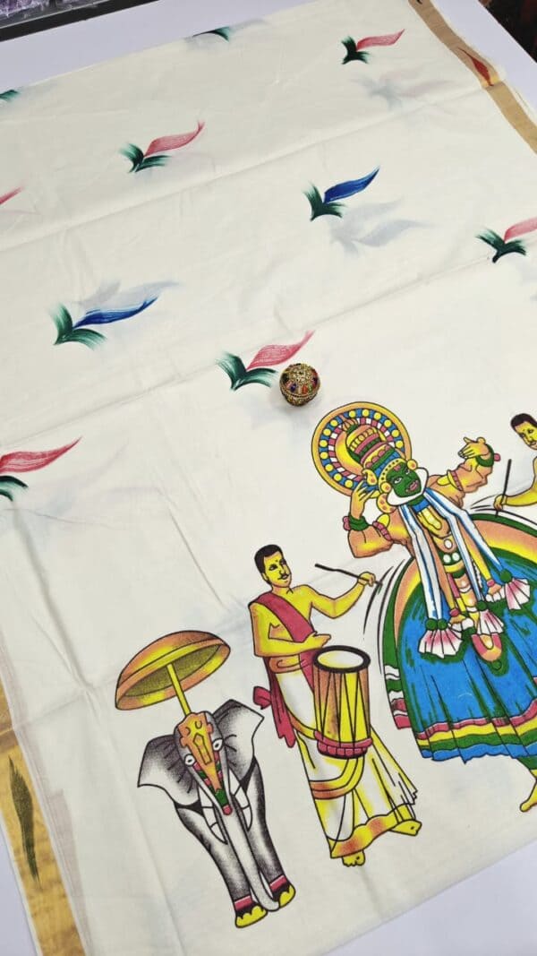 Kerala Traditional Hand Printed Saree | Soft & Elegant Cotton Saree