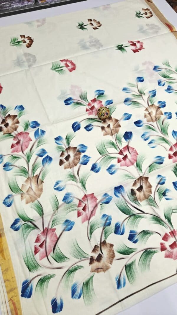 Kerala Traditional Hand Printed Saree | Soft & Elegant Cotton Saree