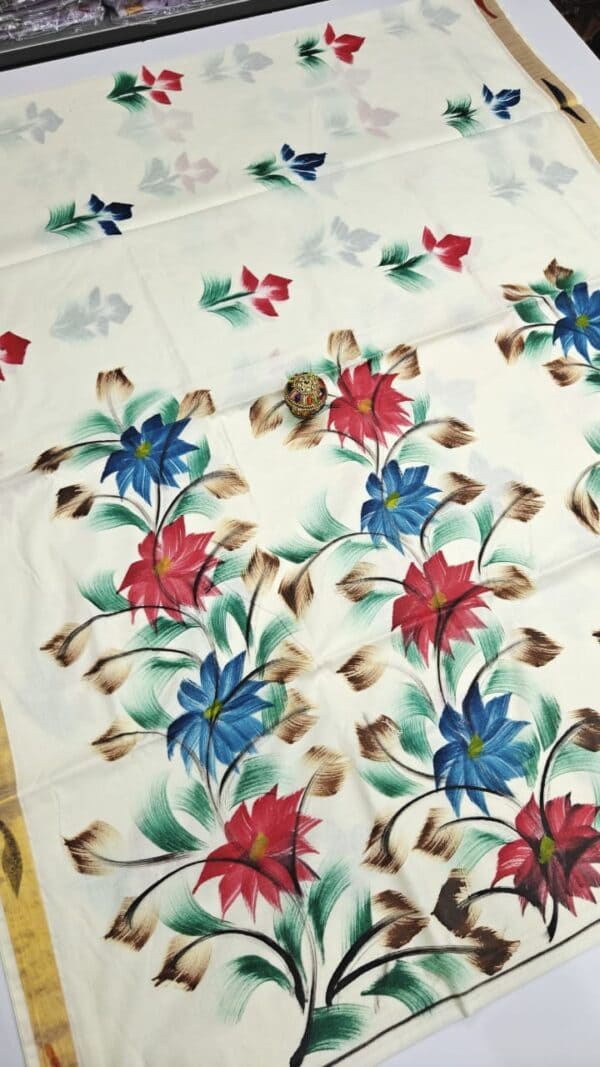 Kerala Traditional Hand Printed Saree | Soft & Elegant Cotton Saree