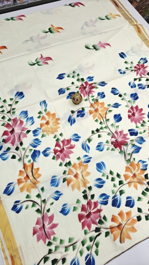 Kerala Traditional Hand Printed Saree | Soft & Elegant Cotton Saree