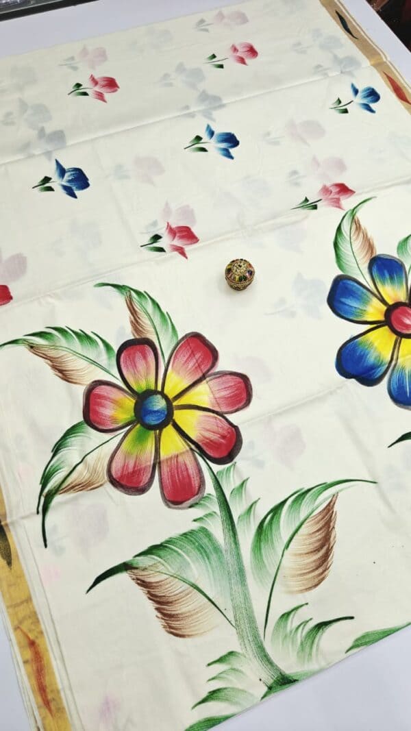 Kerala Traditional Hand Printed Saree | Soft & Elegant Cotton Saree