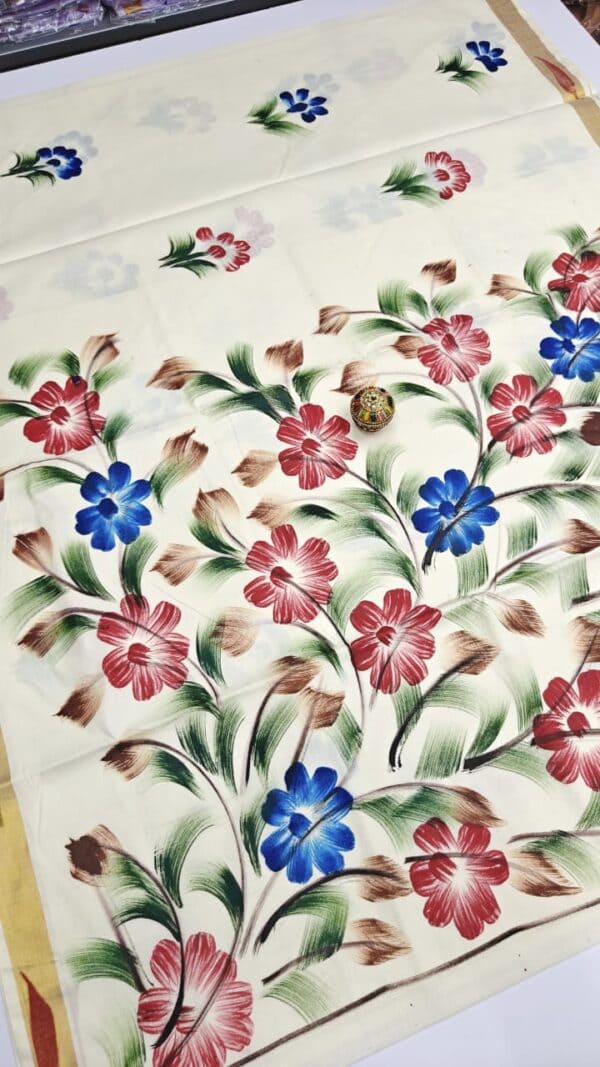 Kerala Traditional Hand Printed Saree | Soft & Elegant Cotton Saree