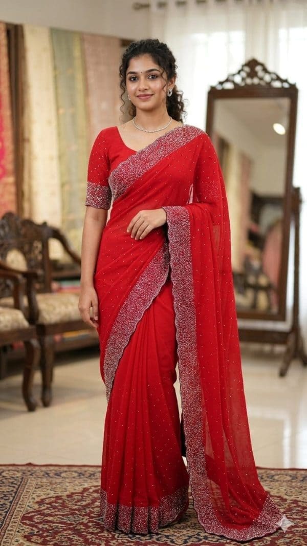 Original Fendy Space Silk Stone Work Designer Saree | Premium Designer Sarees