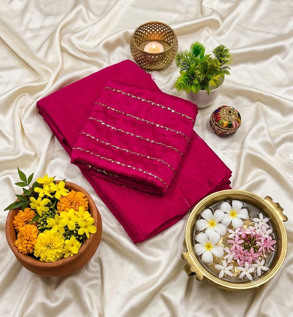 Elite Star Georgette Fancy Saree with Floral Zari Embroidery | Party Wear Saree