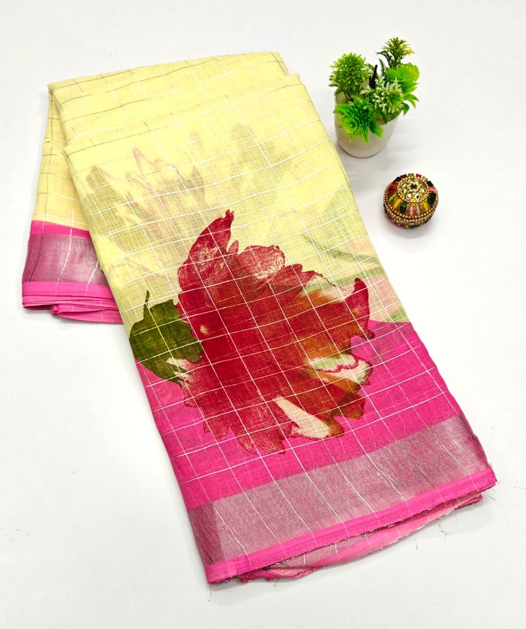 Linen Cotton Saree -Eswari Textiles