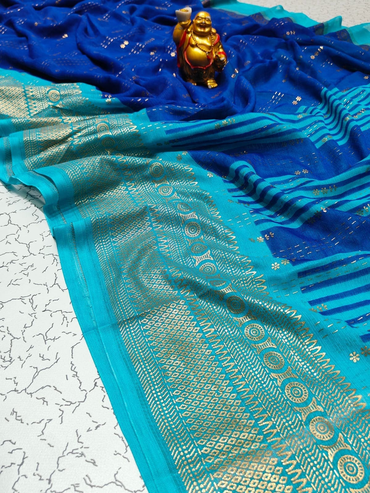 foil print motifs that won't fade or come off -Eswari Textiles