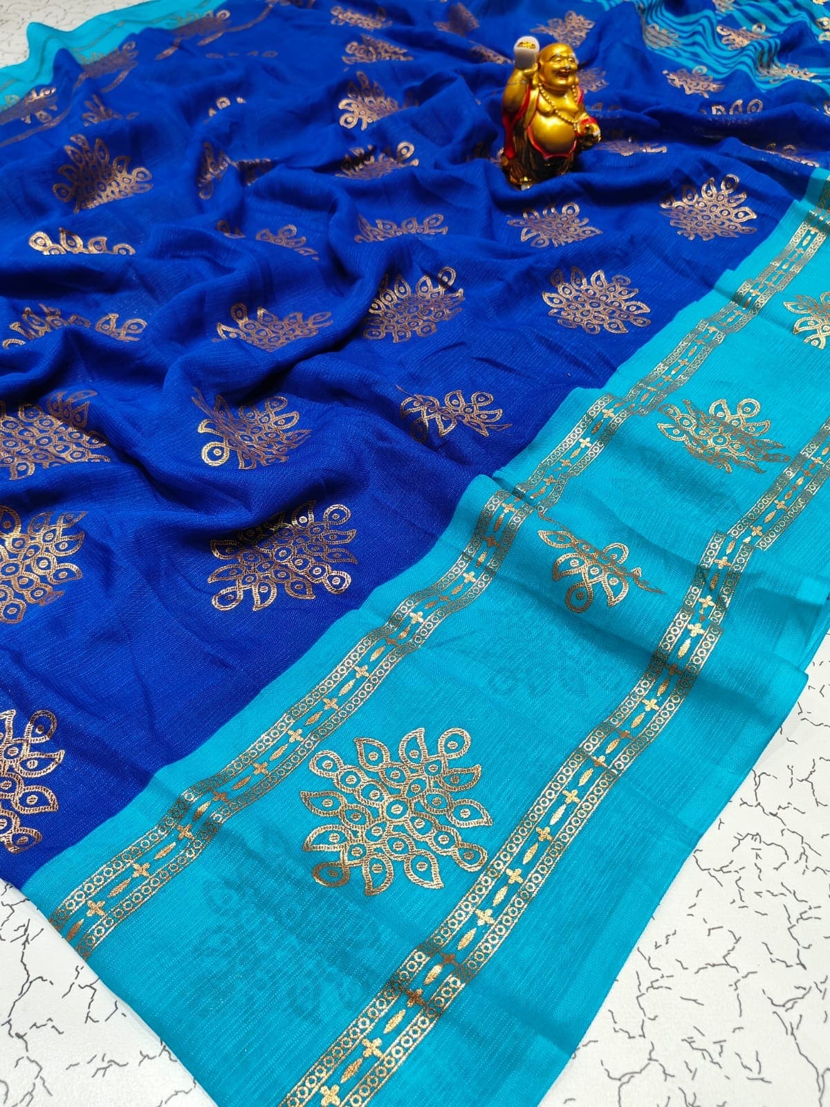 foil print motifs that won't fade or come off -Eswari Textiles