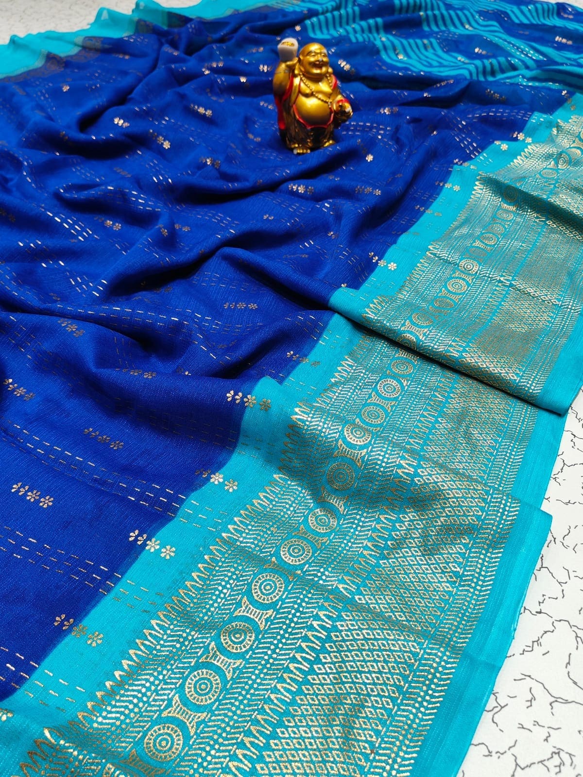 foil print motifs that won't fade or come off -Eswari Textiles