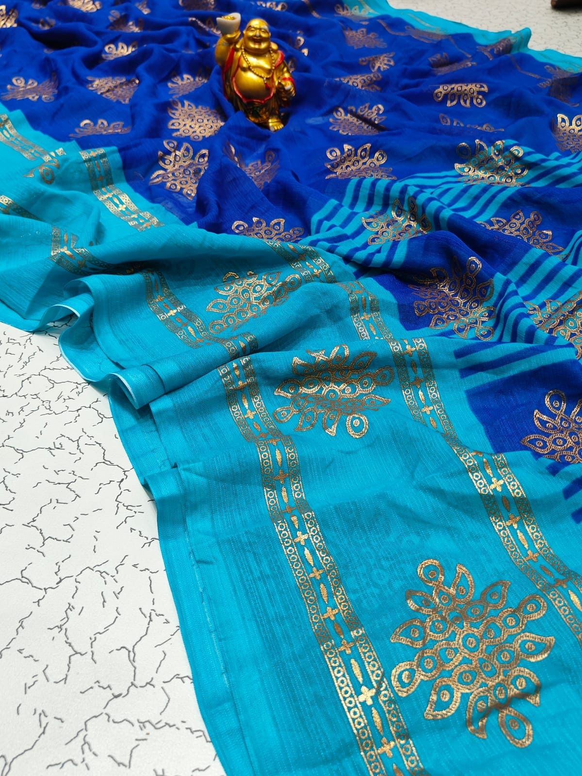 foil print motifs that won't fade or come off -Eswari Textiles