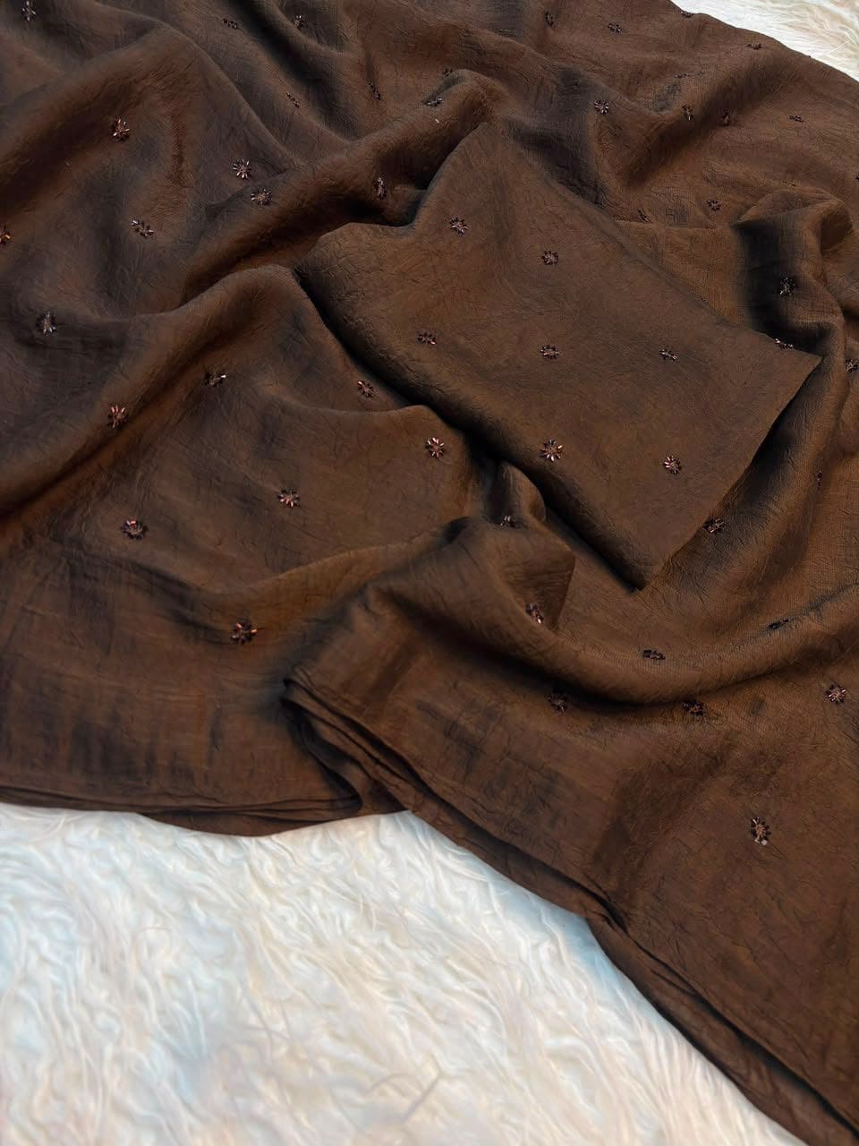 Fancy saree coffe Brown Sarees -Eswari Textiles