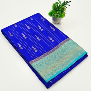 New Celebrity Actress Inspired semi Silk Worm katan water zari buti pallu Collection - Image 1