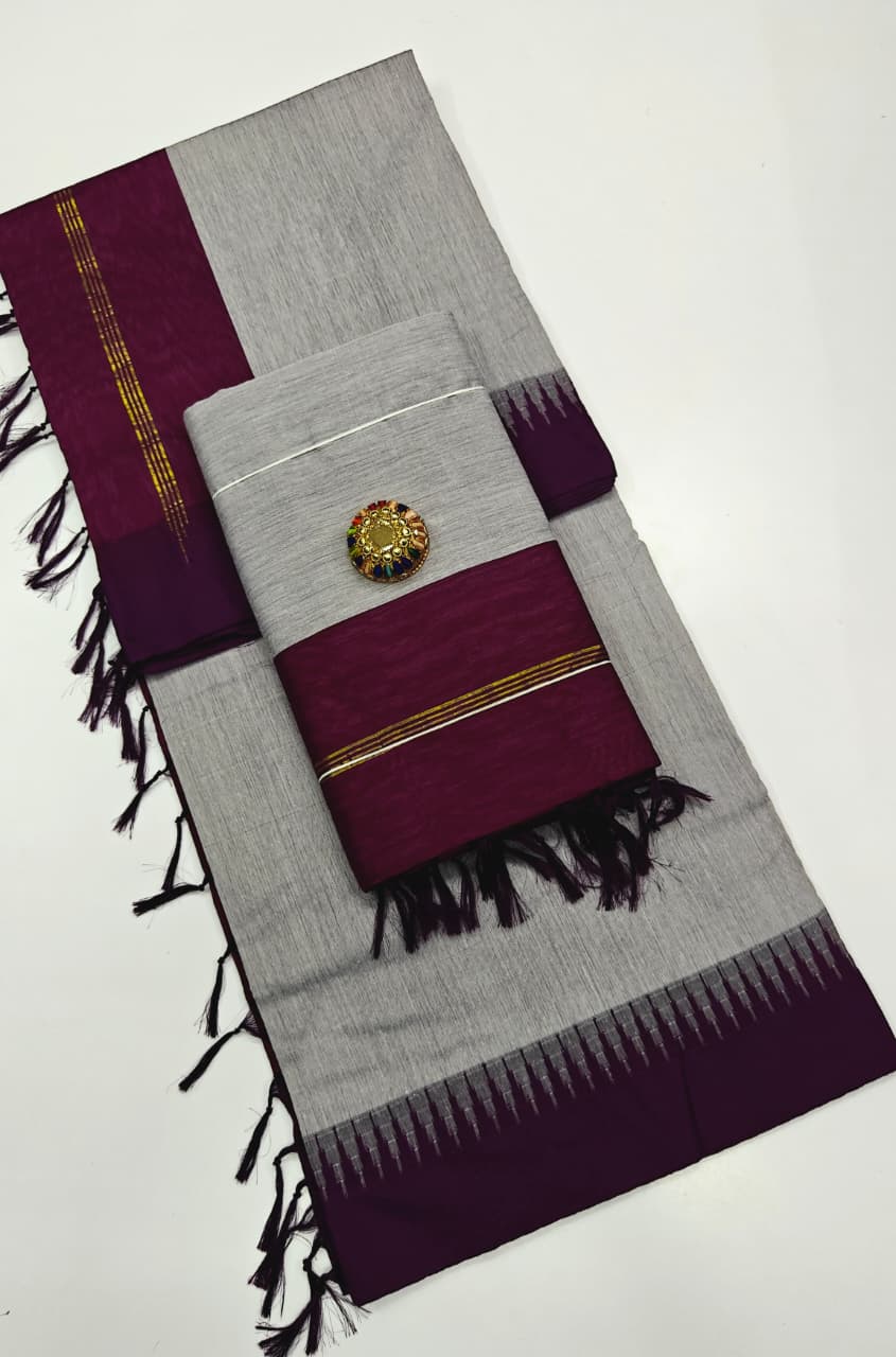 Kalyani cotton plain saree