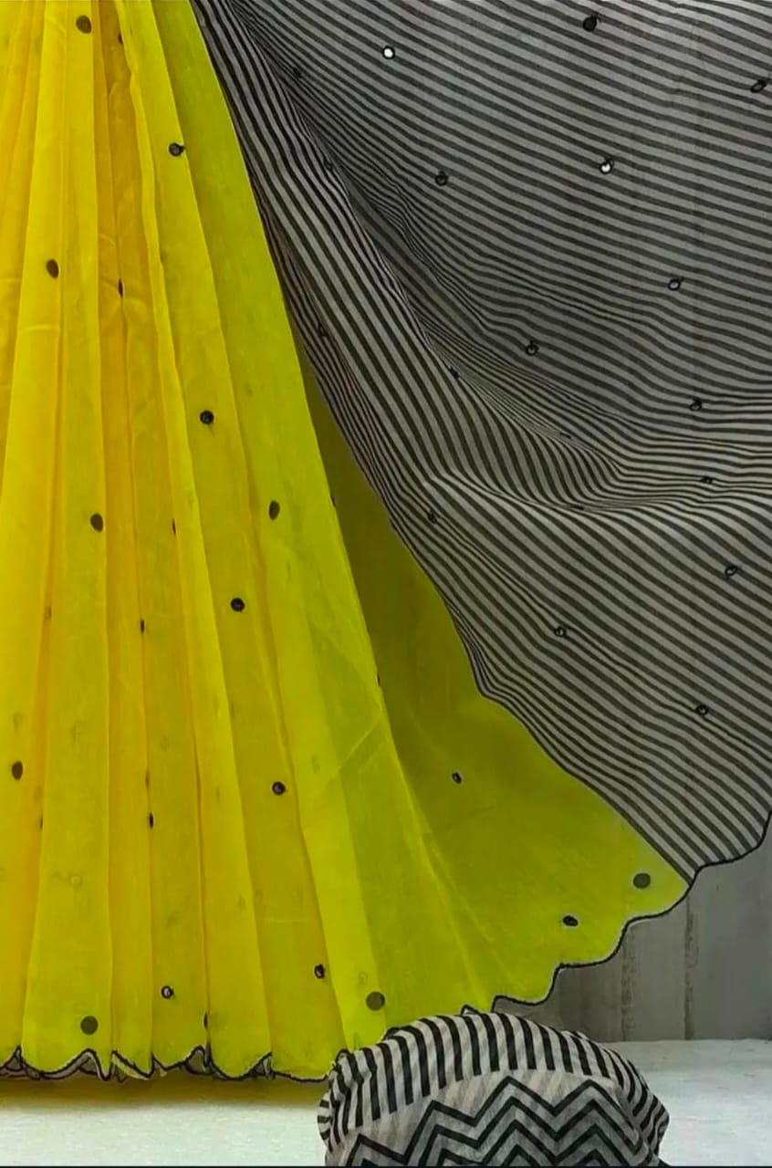 Yellow Linen Saree