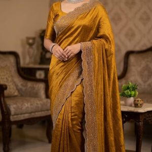 Original Fendy space silk stone work designer saree - Image 1